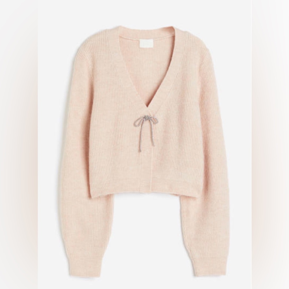 H&M Rhinestone-bow Cardigan